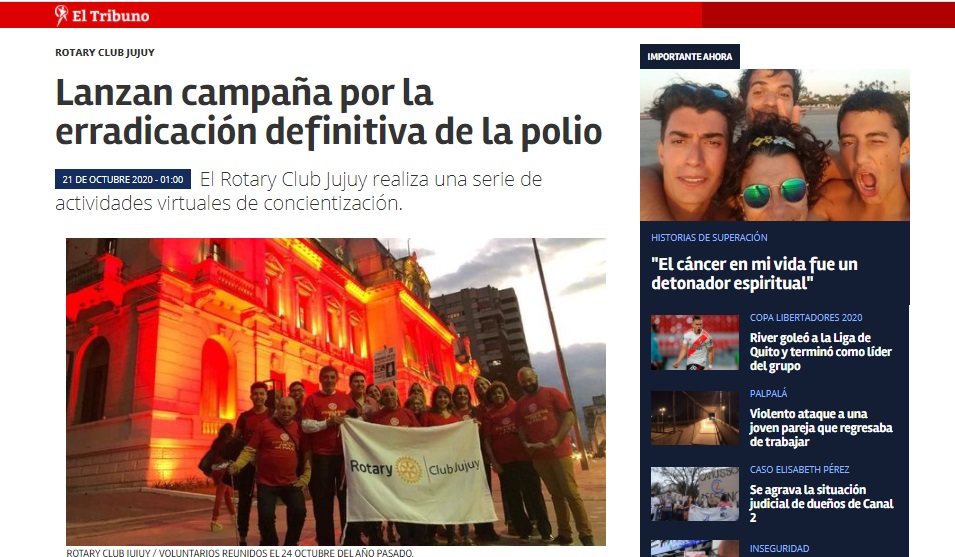 La Prensa de Jujuy se hace eco de las acciones por la Campaña #PongamosFinALaPolio