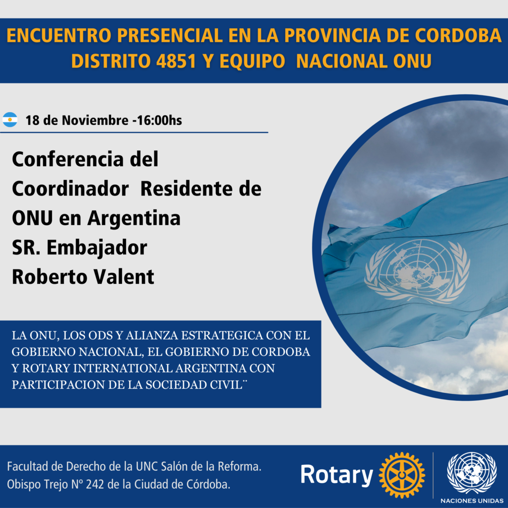 Conferencia del Coordinador de ONU Embajador Roberto Valent desde Cordoba